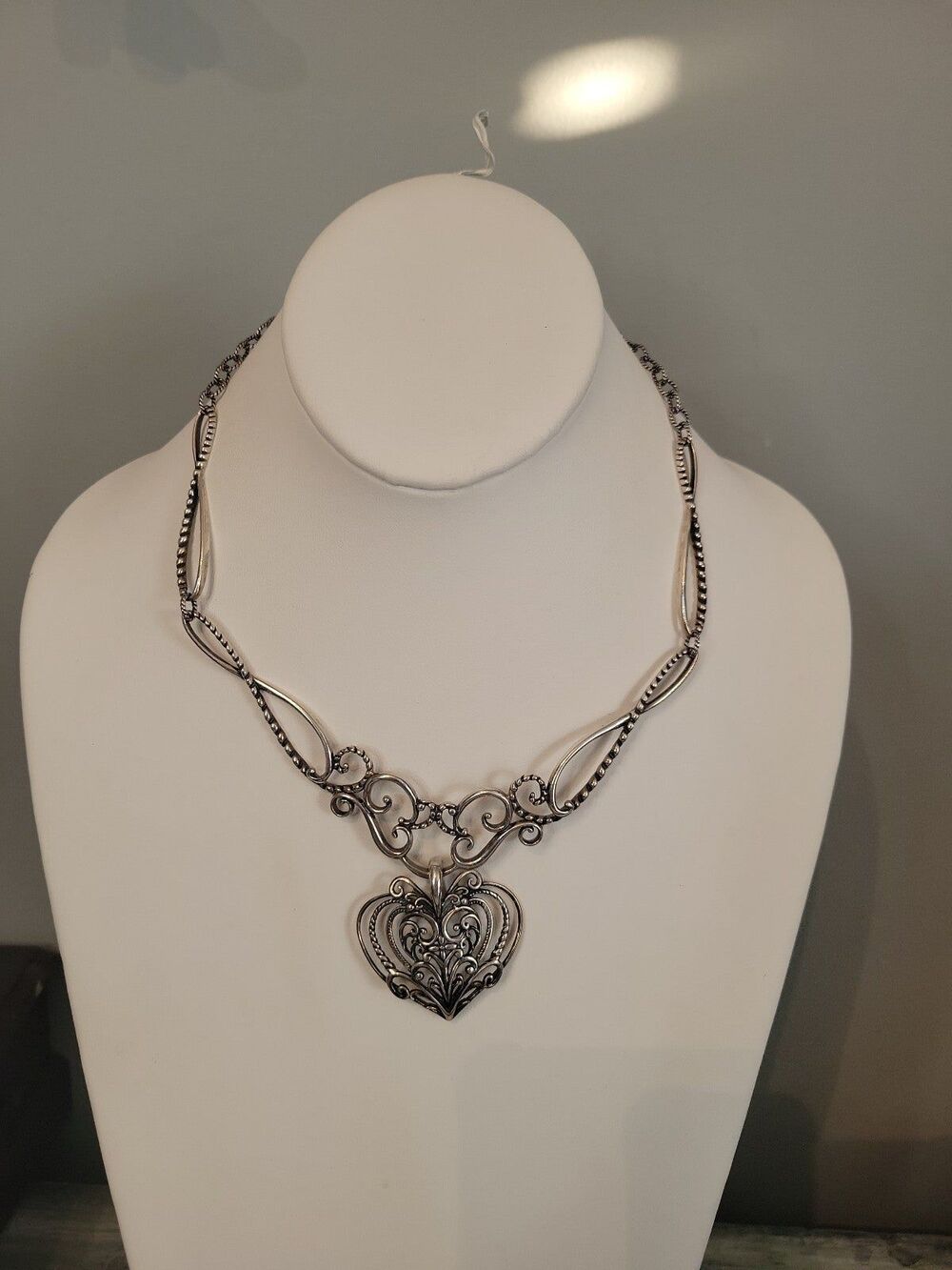 Carolyn Pollack 925 Sterling Silver Heart Enhancer Pendant Chain Necklace 17"